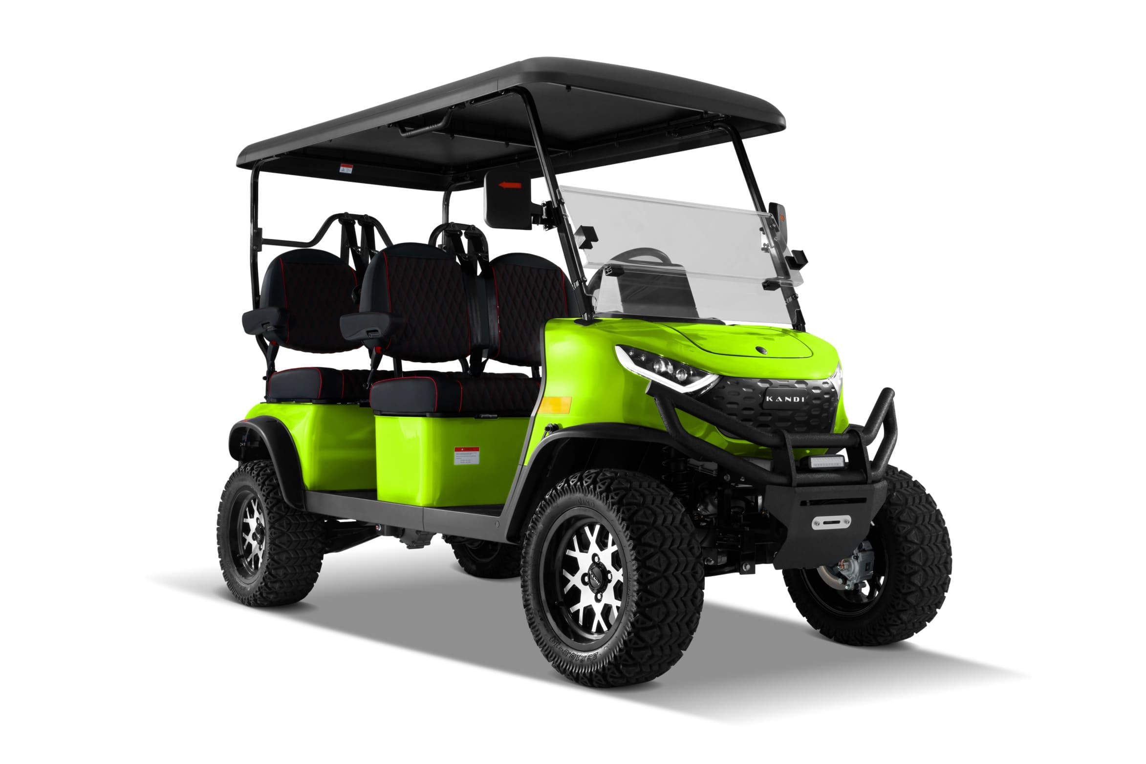 Green Kandi KS4P Pro electric golf cart, front diagonal view