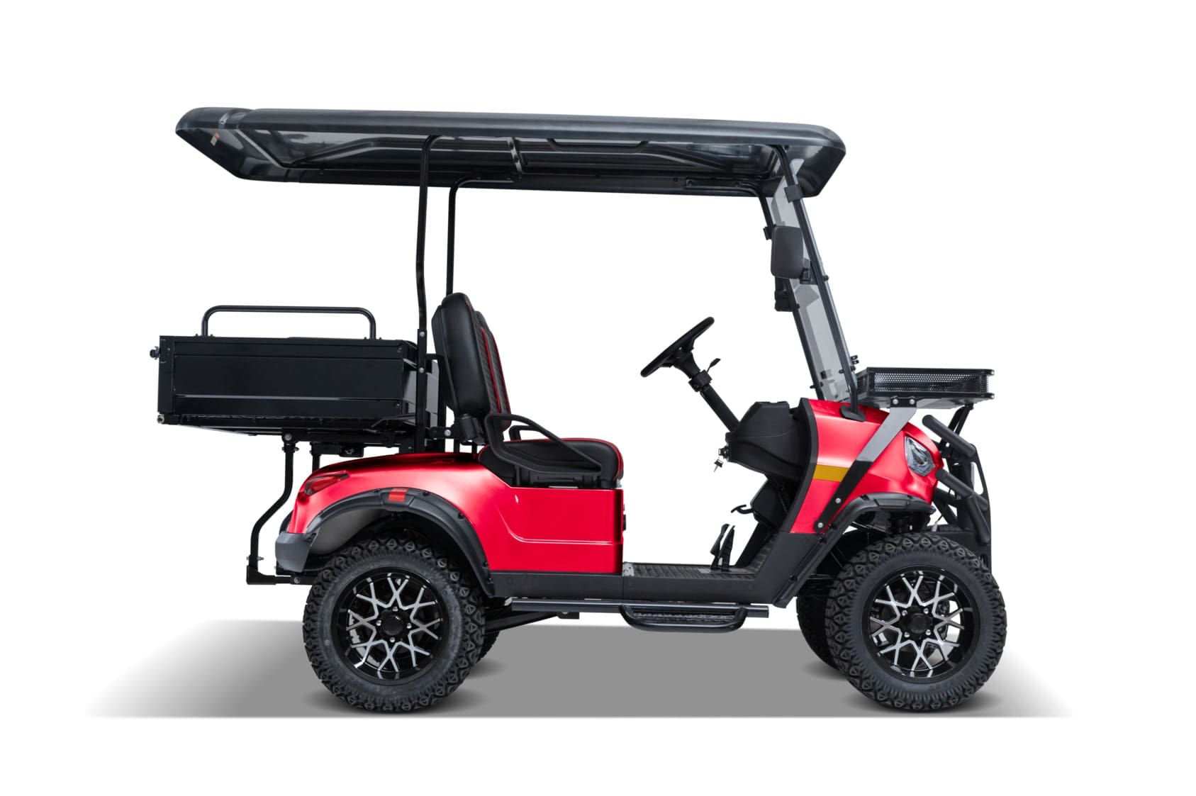 Red Kandi KS2PH electric golf cart, power side view