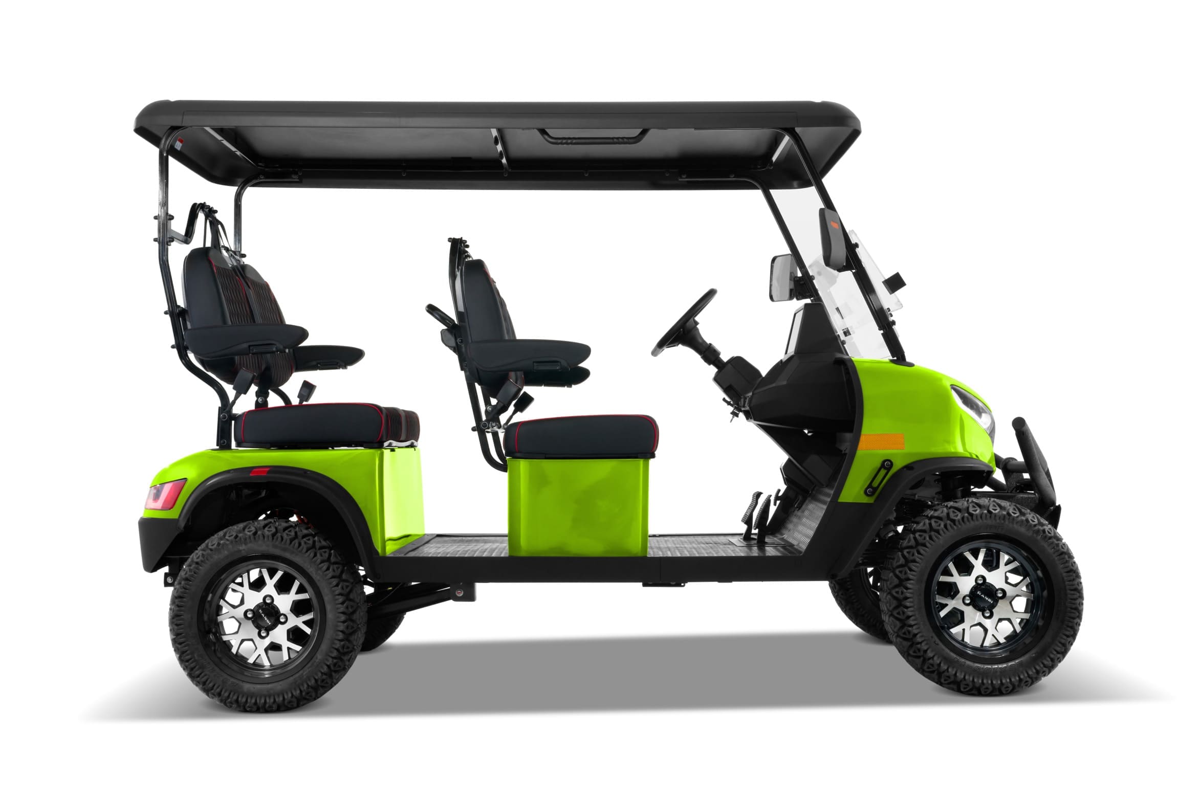 Green Kandi KS4P Pro electric golf cart, passenger side view