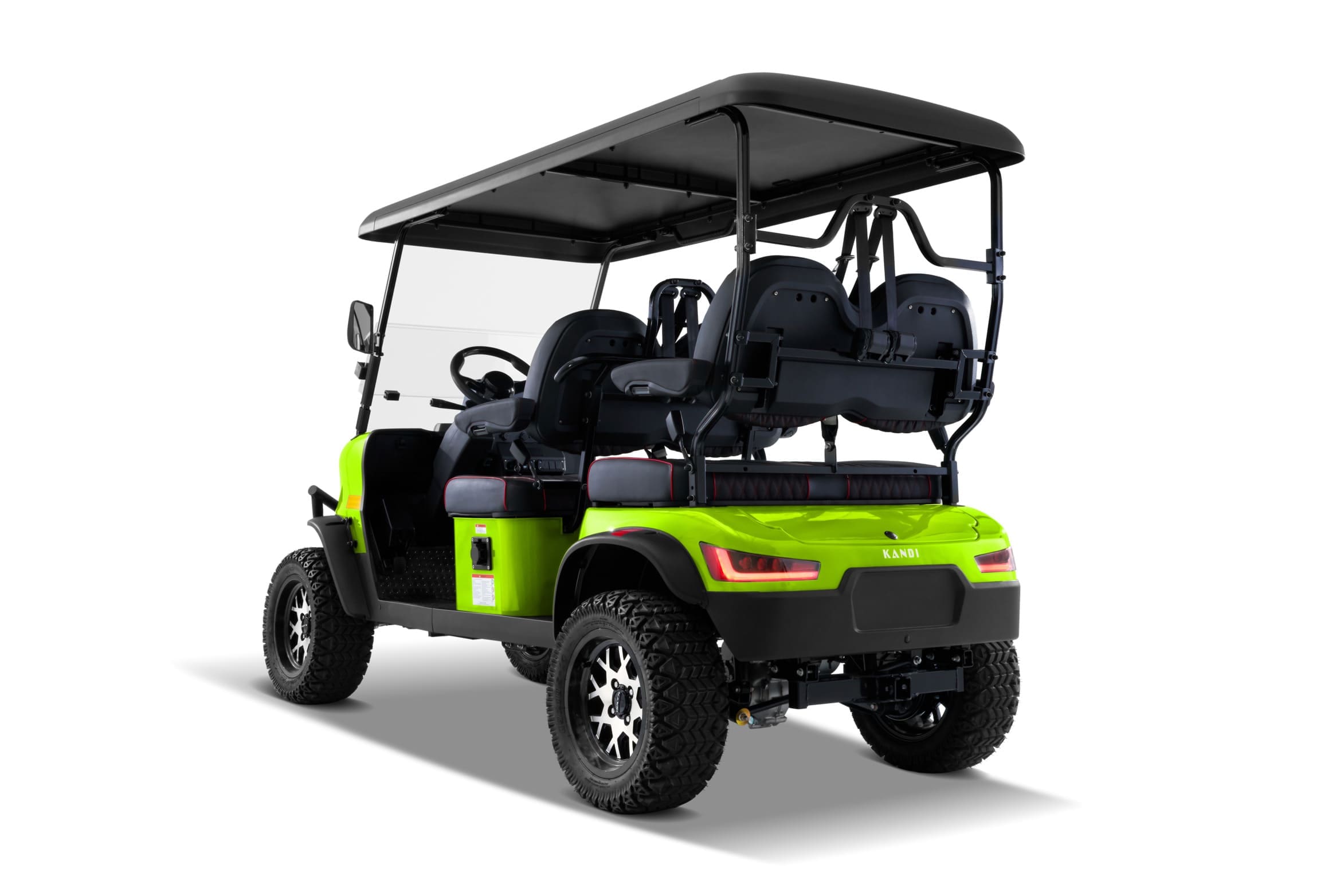 Green Kandi KS4P Pro electric golf cart, diagonal rear view