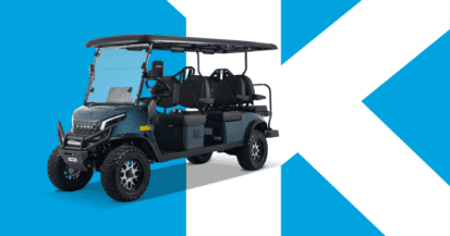 Kandi KS6 Pro electric golf cart on blue and white background